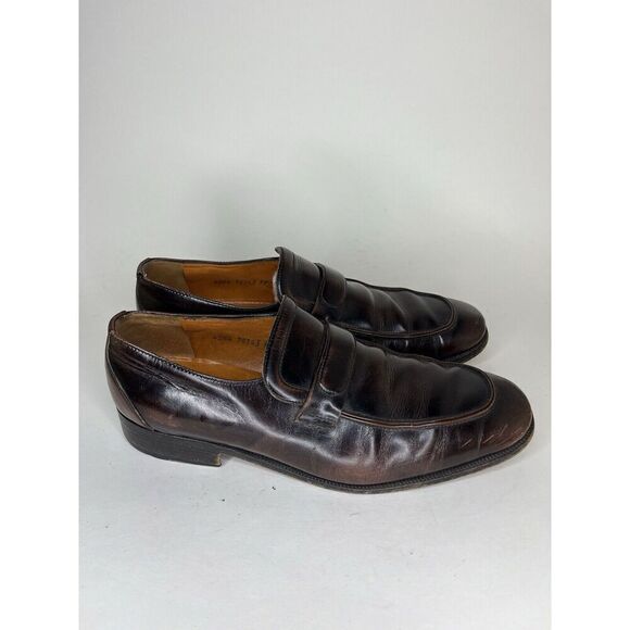 Sears Vintage Loafers Men Size 9.5D Brown Leather Made In Italy - Picture 1 of 13